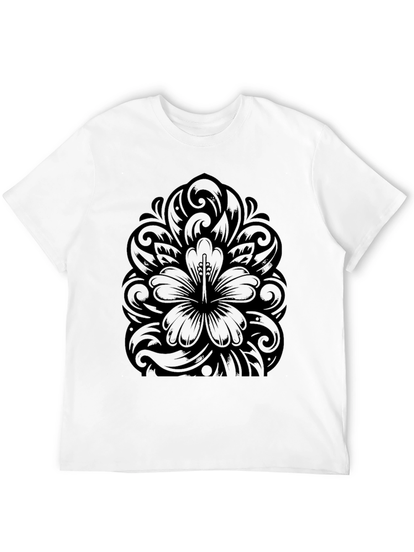 Hibiscus Floral Graphic Print Black T-Shirt