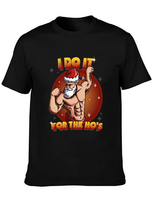 I Do It For The Hos Santa Muscle Black T-Shirt