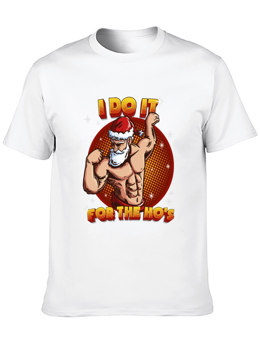 I Do It For The Hos Santa Muscle Black T-Shirt