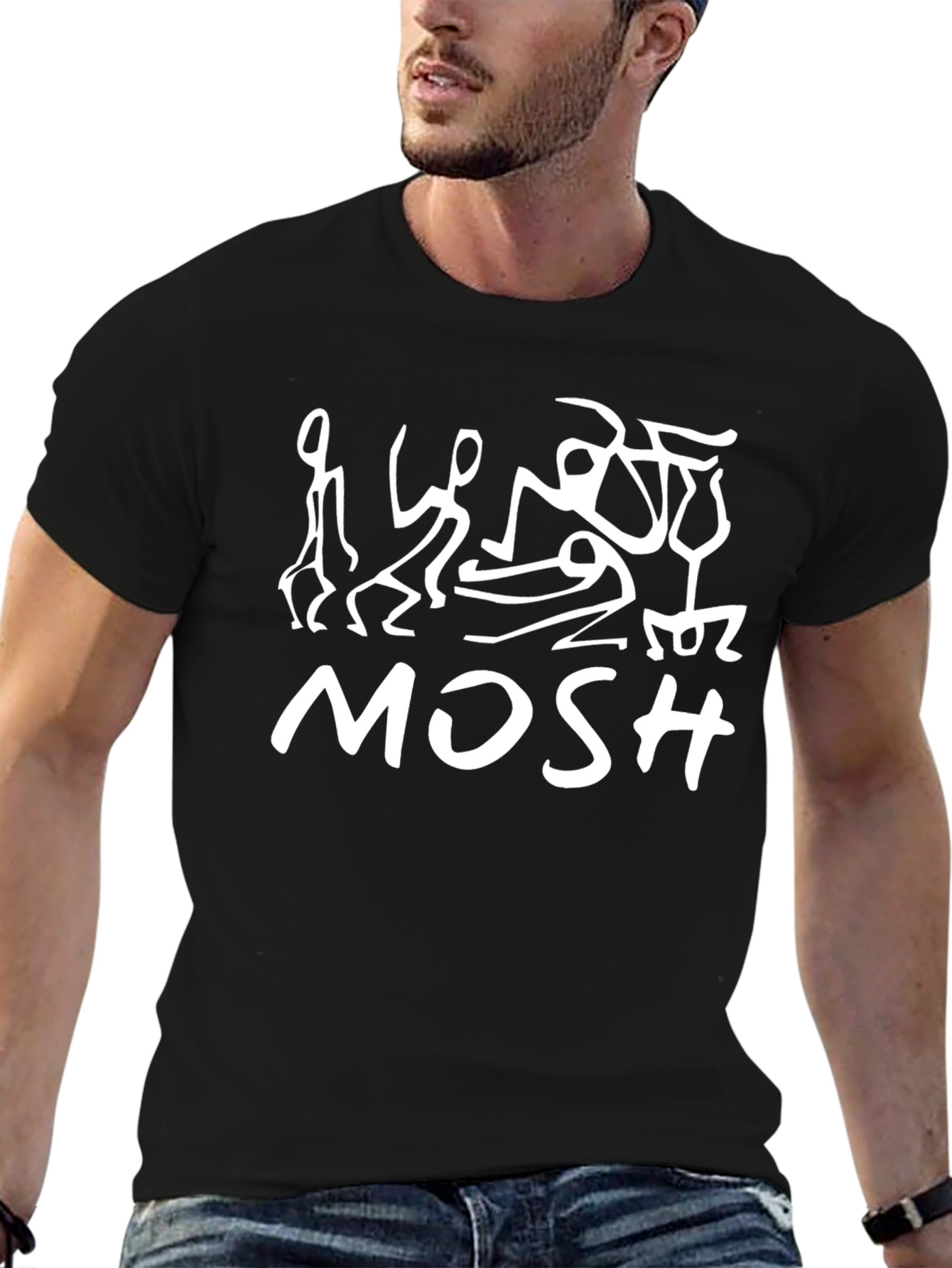 Mosh T-Shirt - Black Cotton Blend Graphic Tee