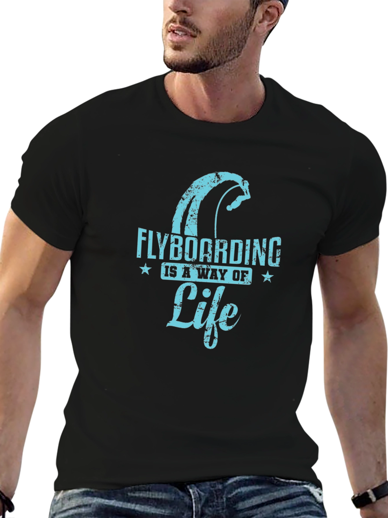 Flyboarding Lifestyle Graphic Tee - Black Cotton Blend