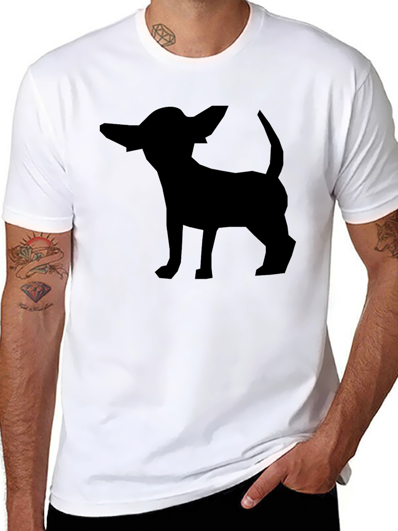 Chihuahua Silhouette Graphic Tee - Black
