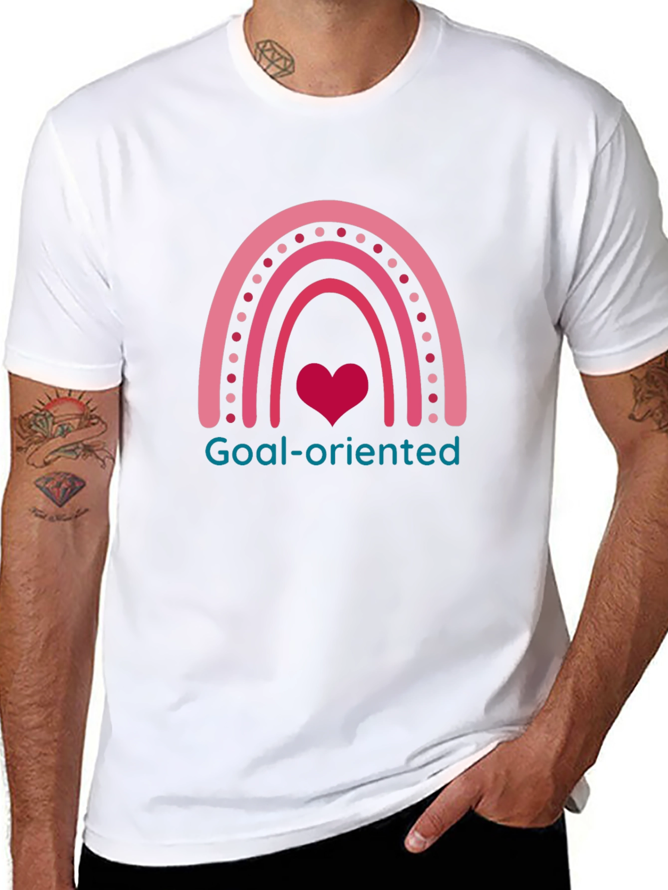 Goal-Oriented Heart Rainbow Graphic Tee