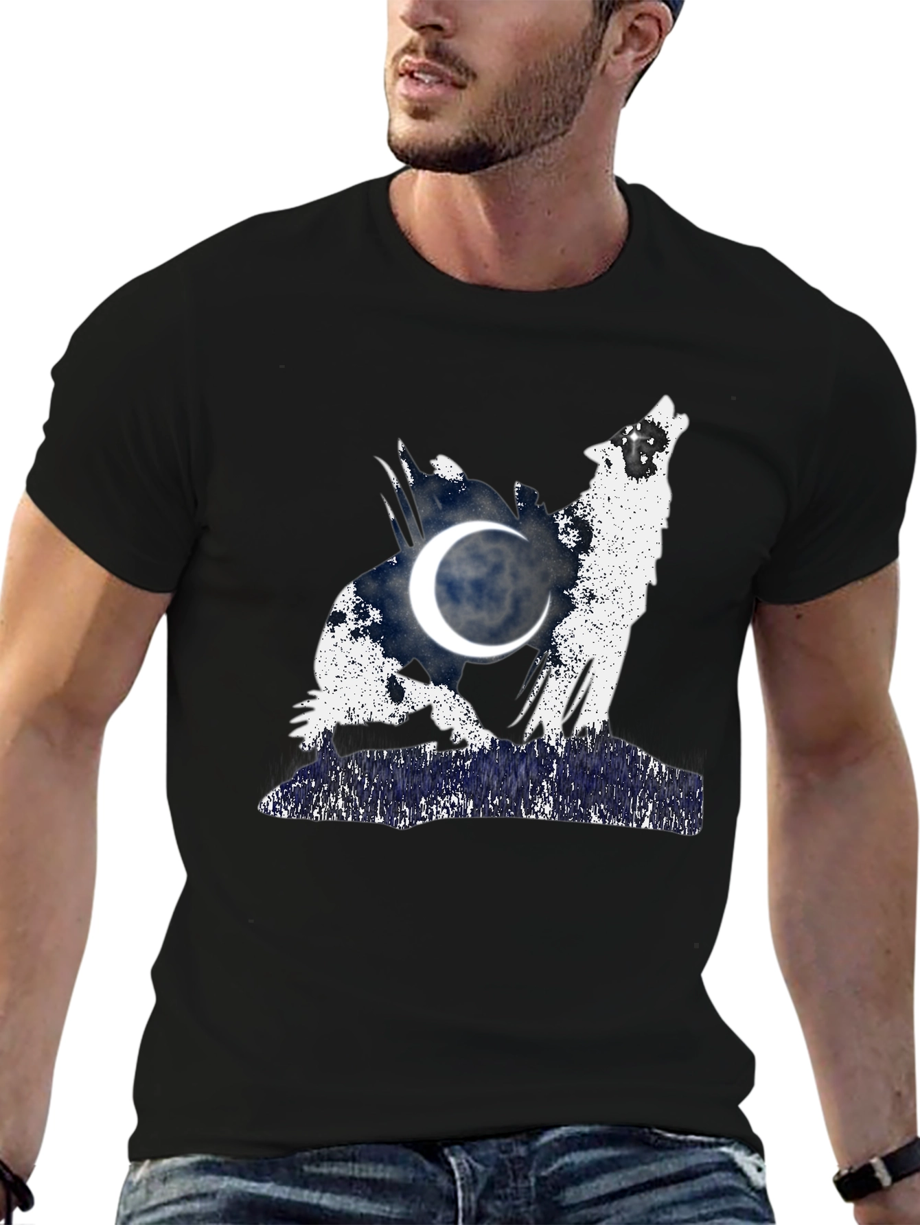 Wolf Howling at Moon Graphic T-Shirt