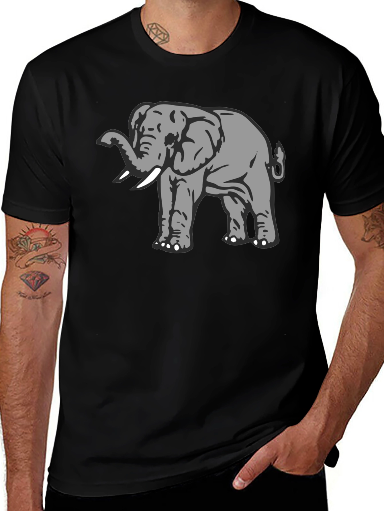 Elephant Graphic Black T-Shirt - Soft Cotton Tee