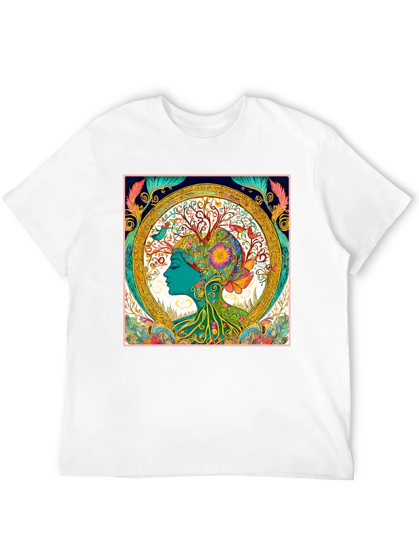 Nature Art Graphic Tee - Black Cotton Blend Shirt