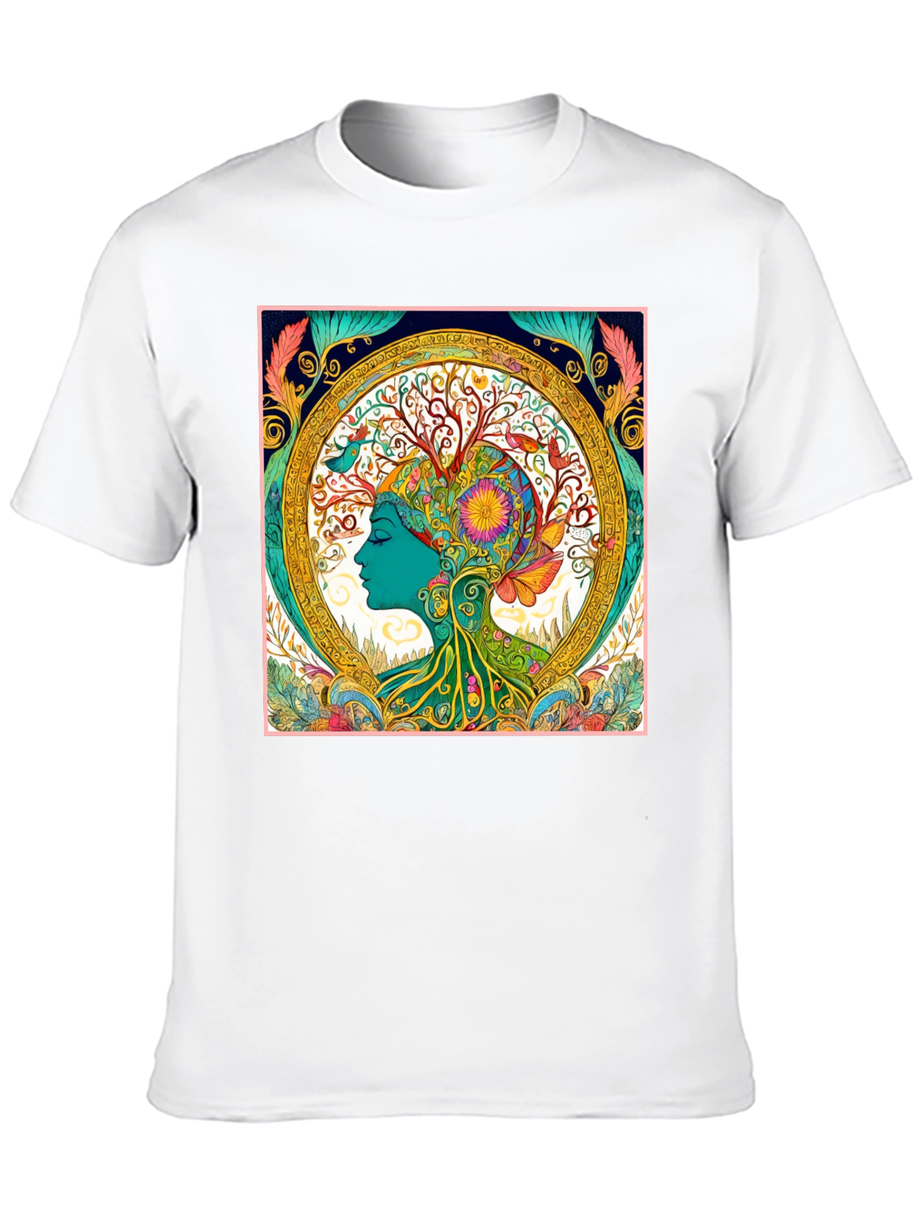 Nature Art Graphic Tee - Black Cotton Blend Shirt