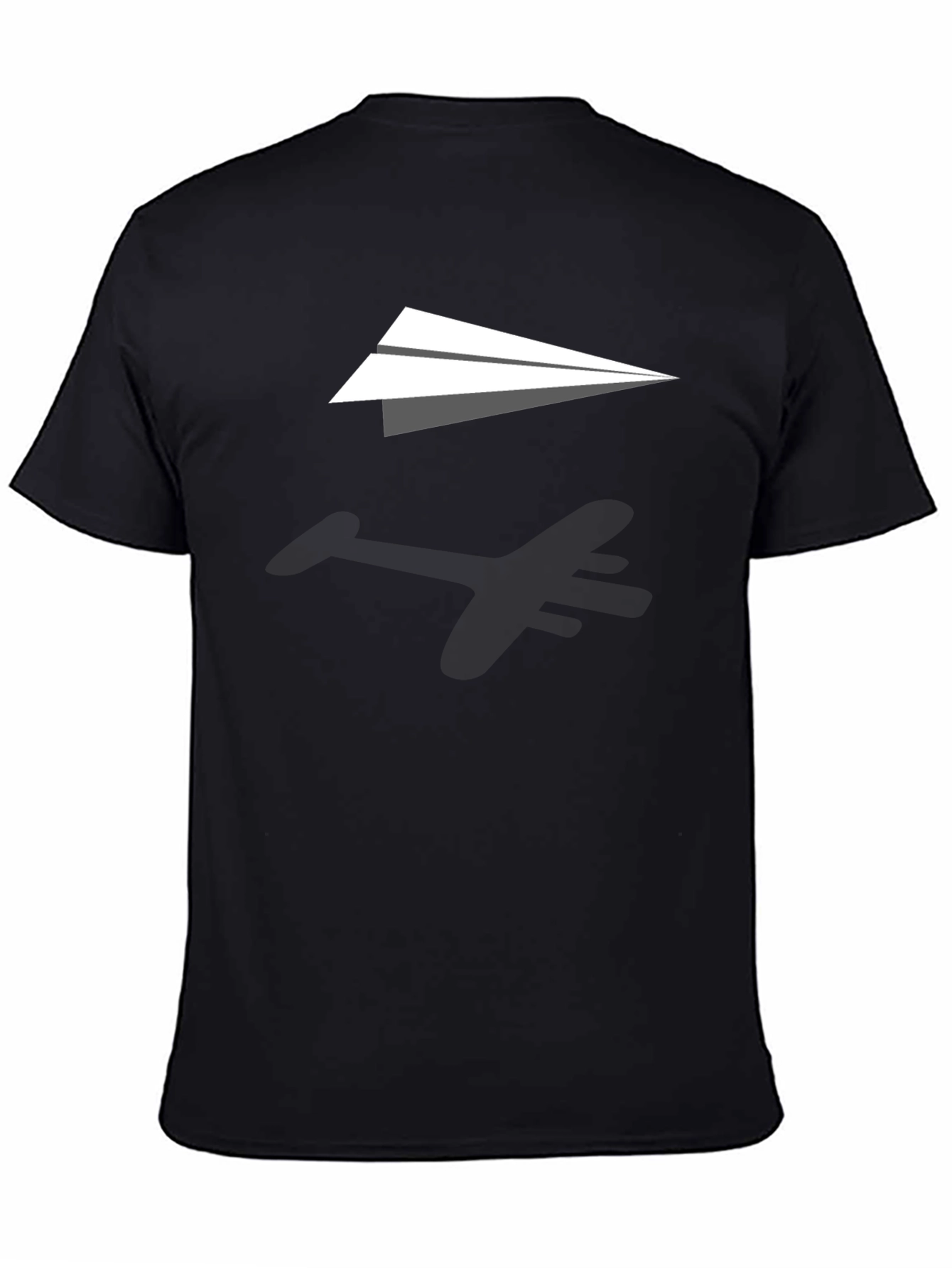 Minimalist Paper Plane Black T-Shirt