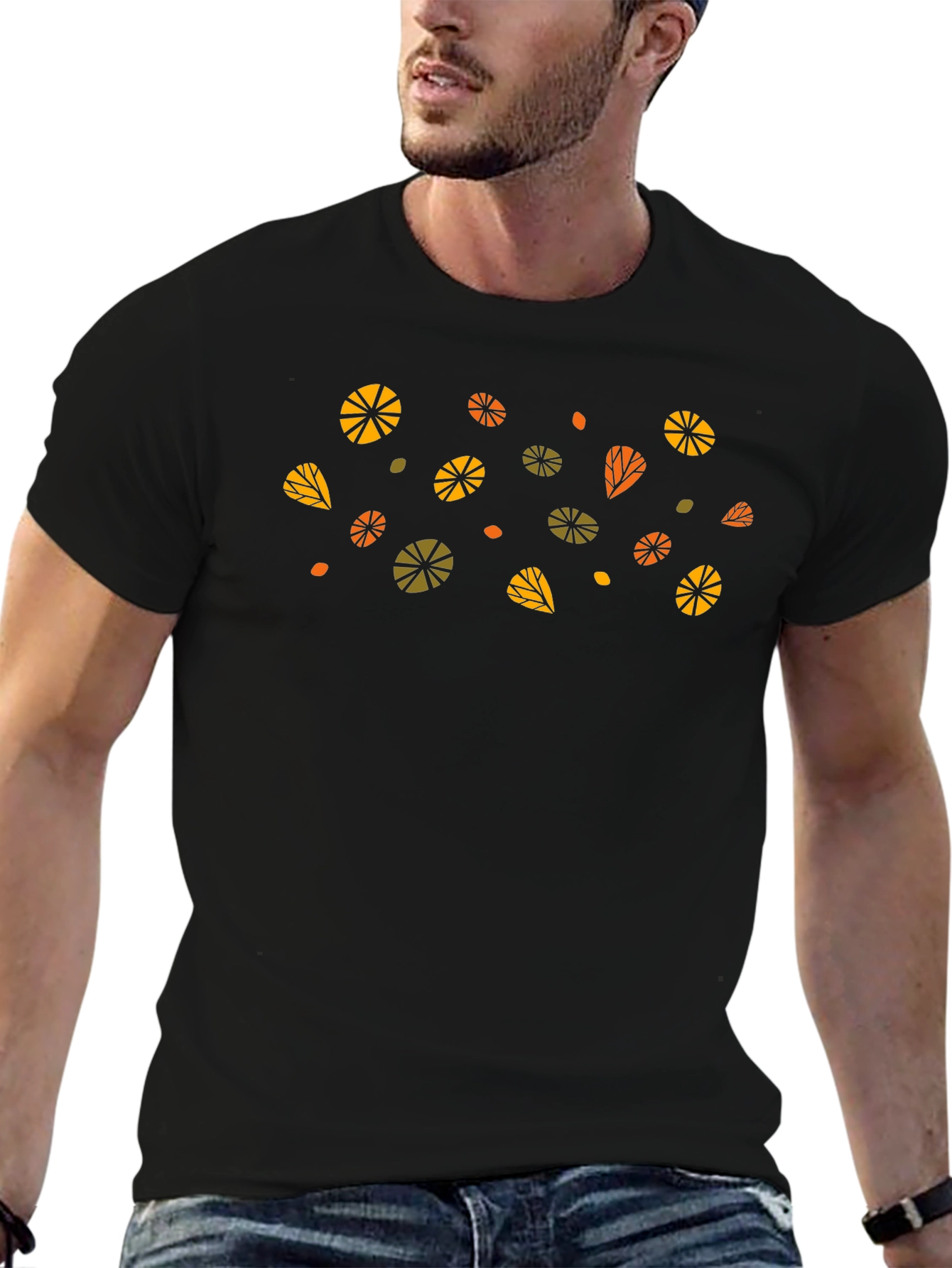 Abstract Floral Black T-Shirt