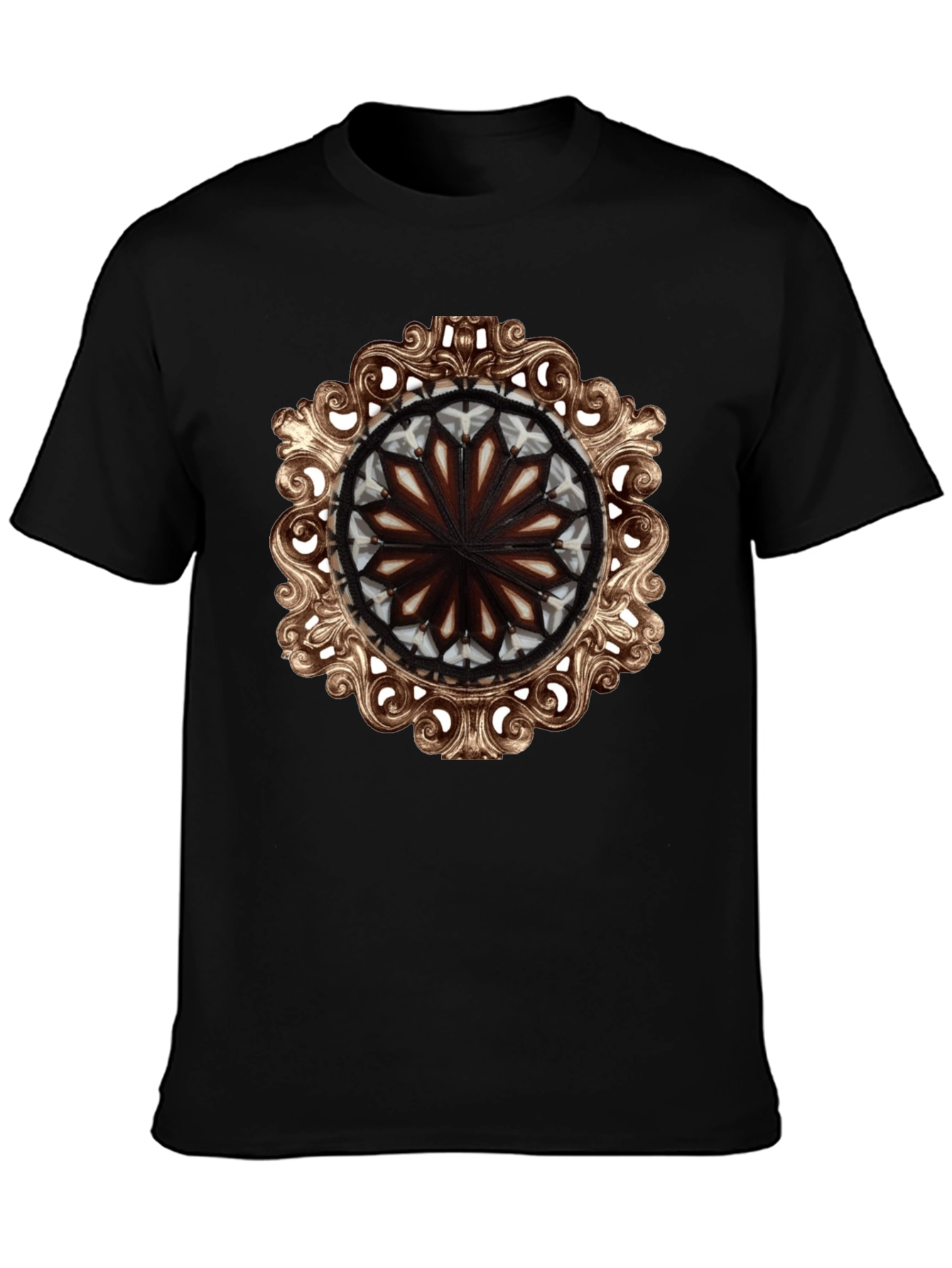 Ornate Medallion Graphic Tee - Black Cotton Blend