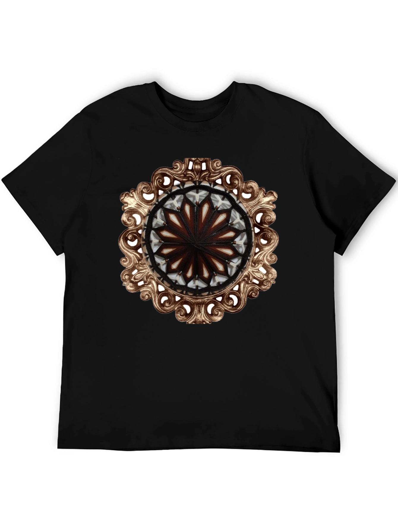 Ornate Medallion Graphic Tee - Black Cotton Blend