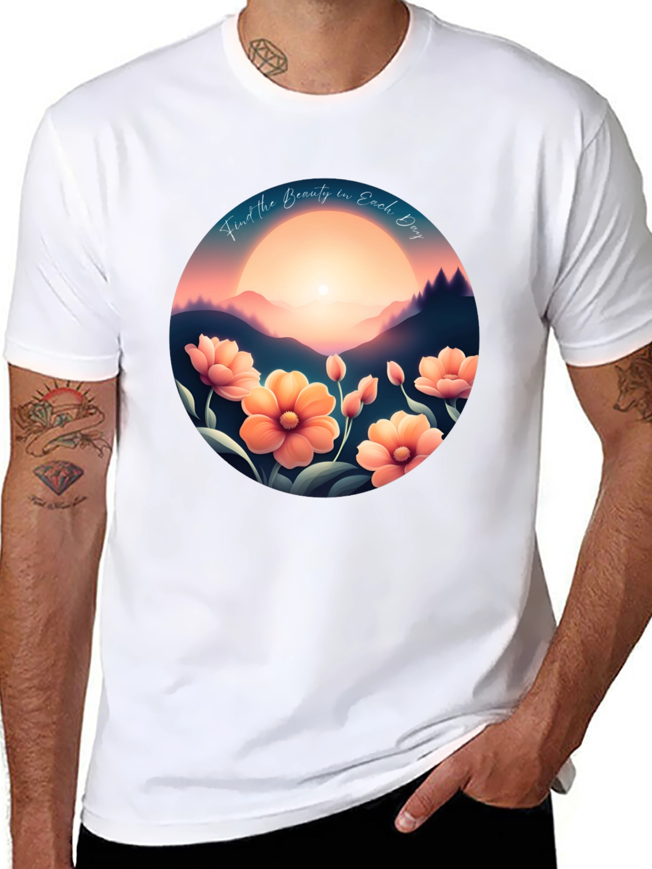 Inspirational Sunset Floral Graphic Tee