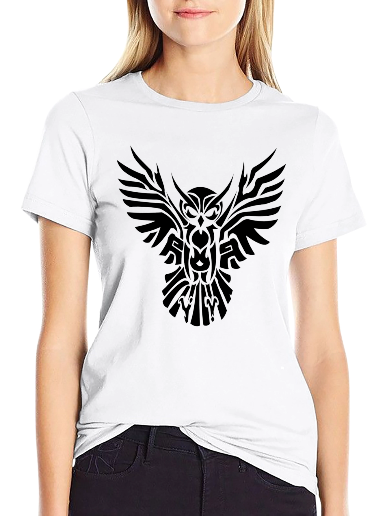 Tribal Owl Graphic Black T-Shirt