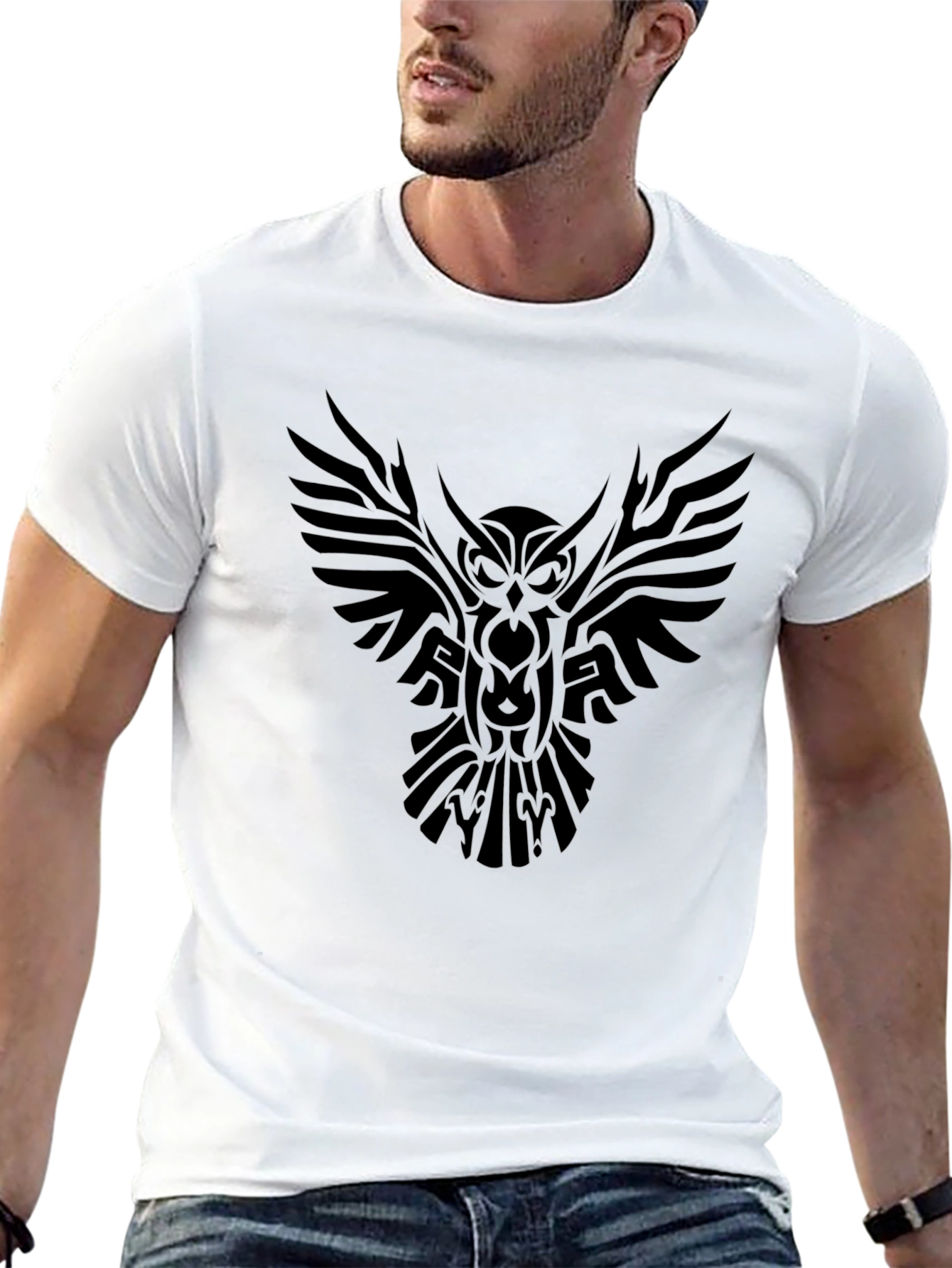 Tribal Owl Graphic Black T-Shirt