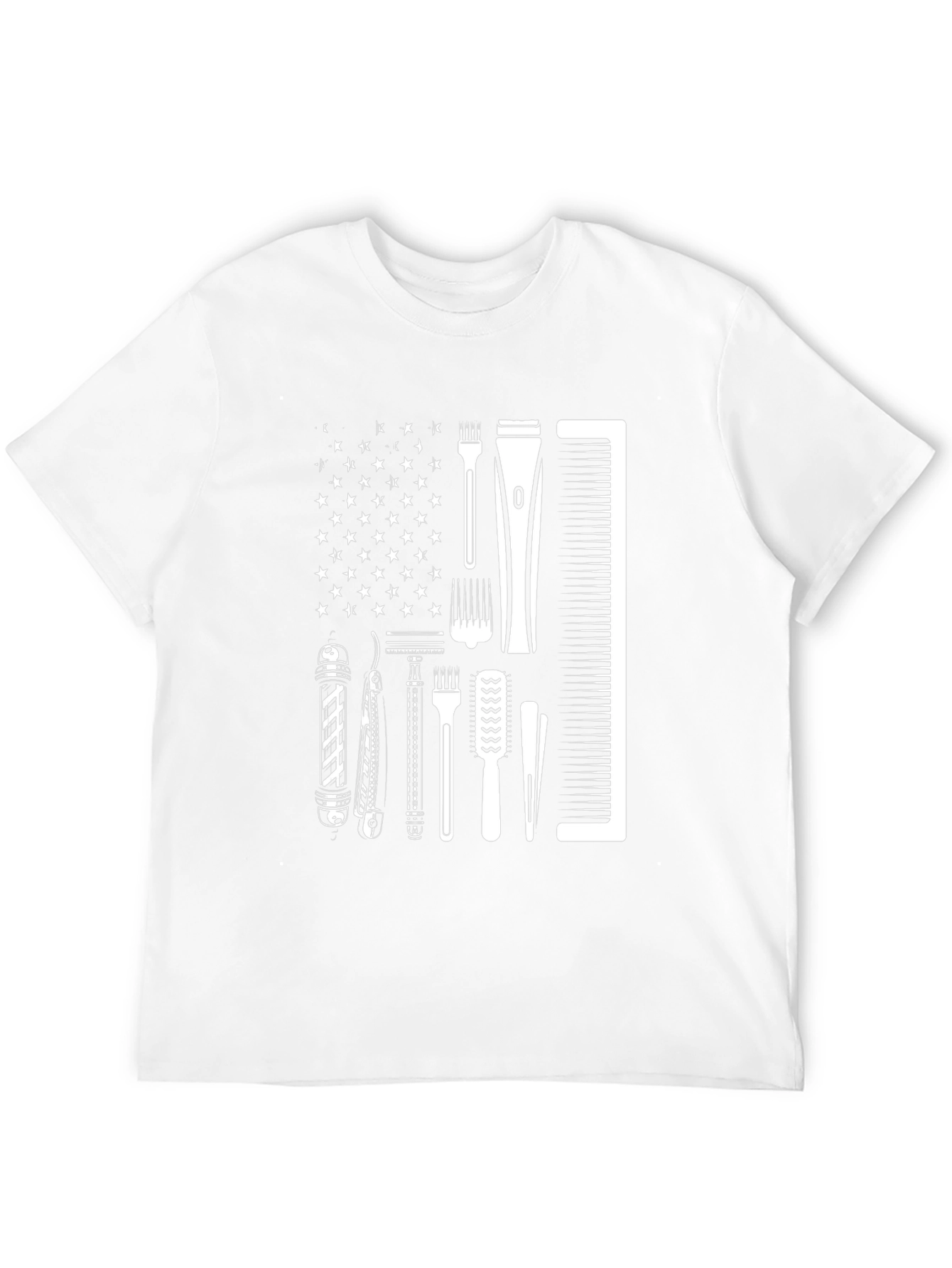 Barber American Flag Black T-Shirt