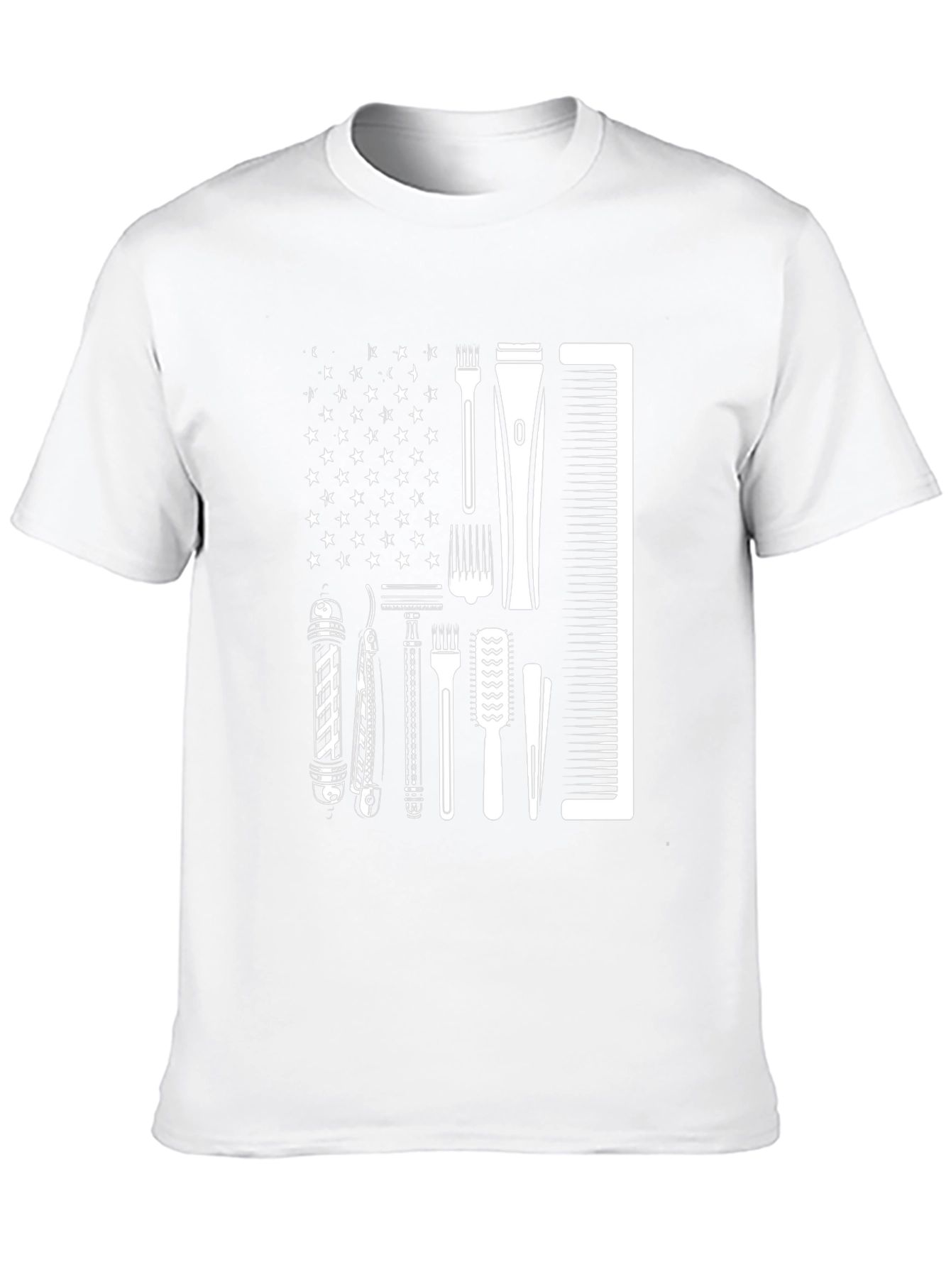 Barber American Flag Black T-Shirt