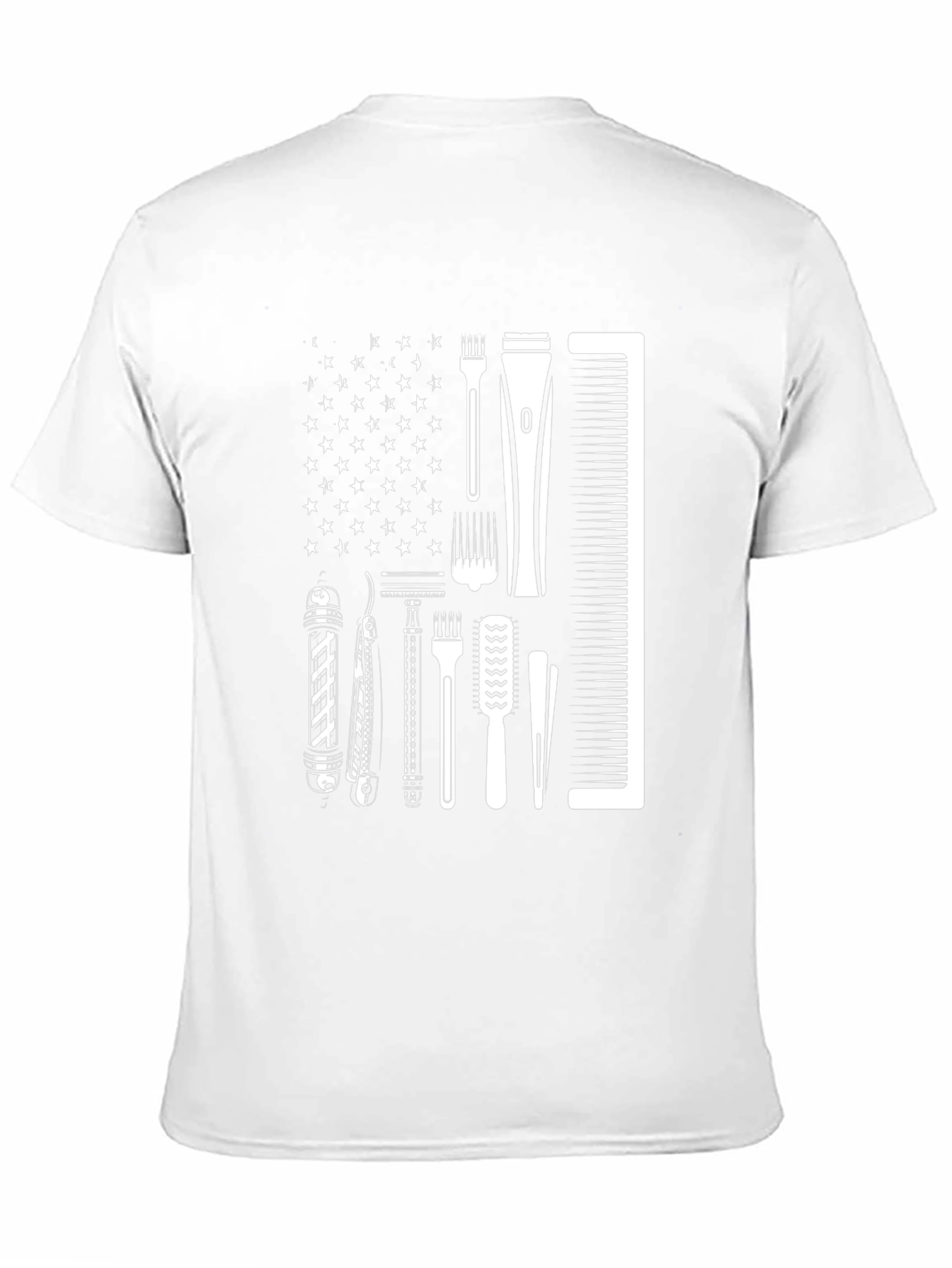 Barber American Flag Black T-Shirt