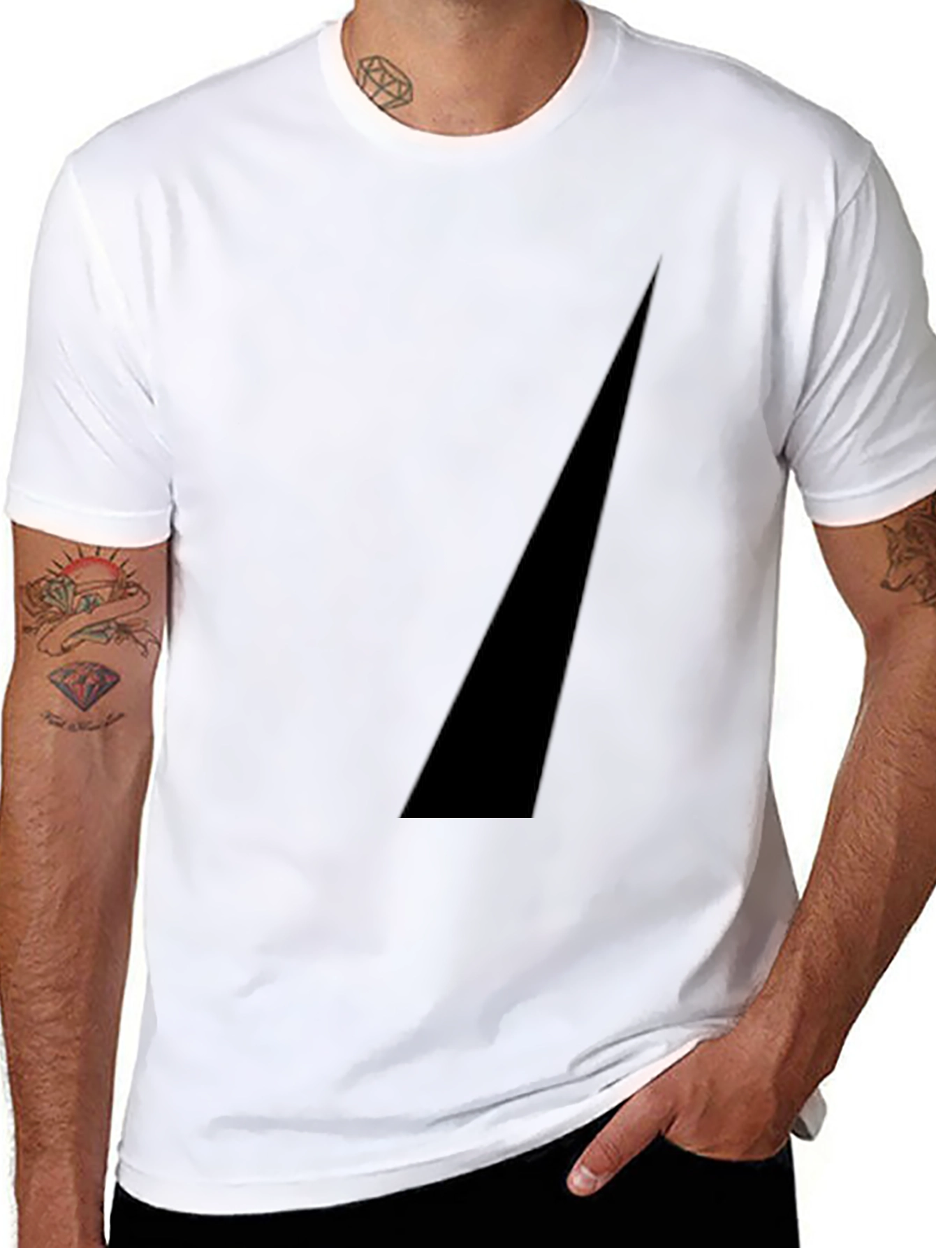 Modern Black Tee with Geometric Accent