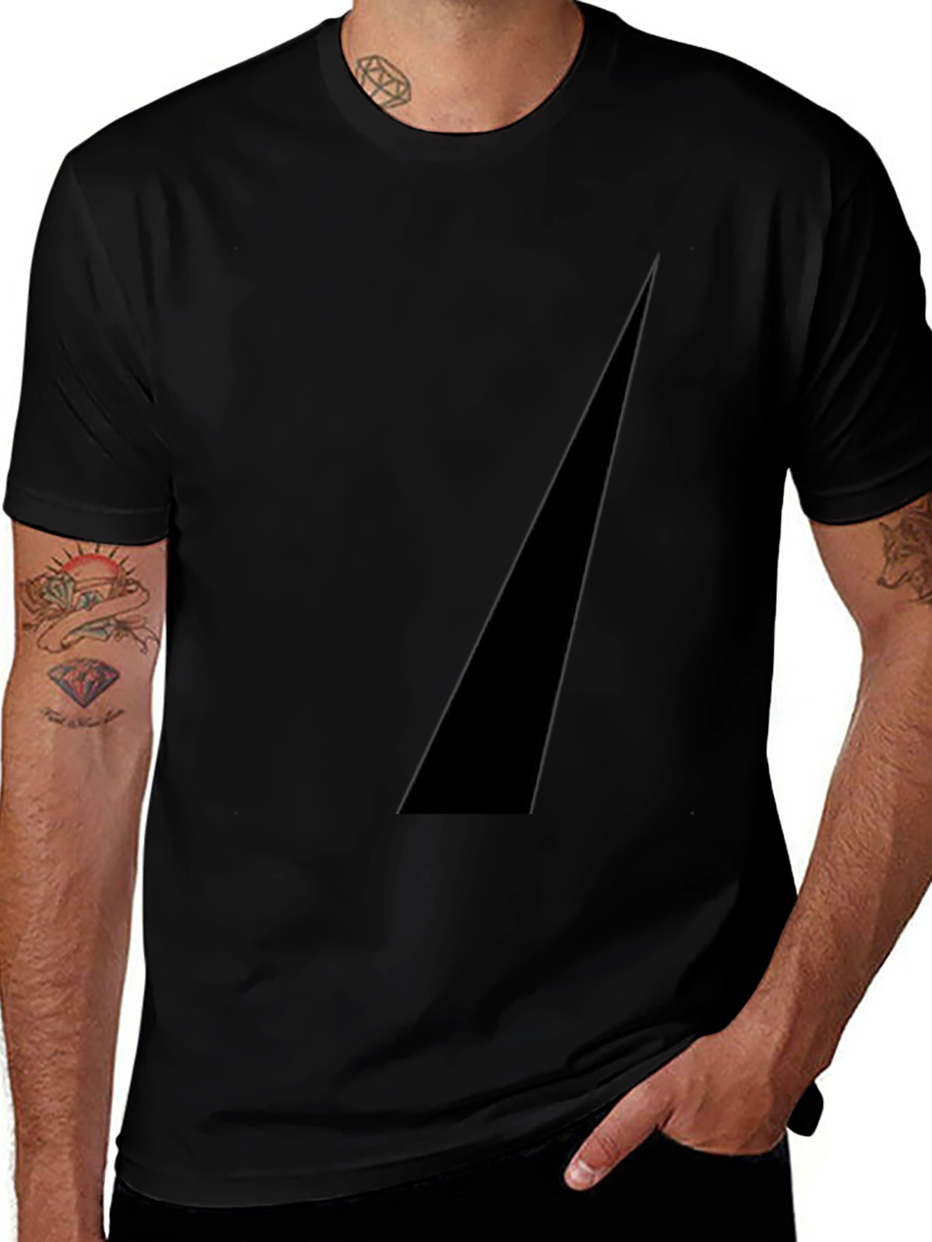 Modern Black Tee with Geometric Accent