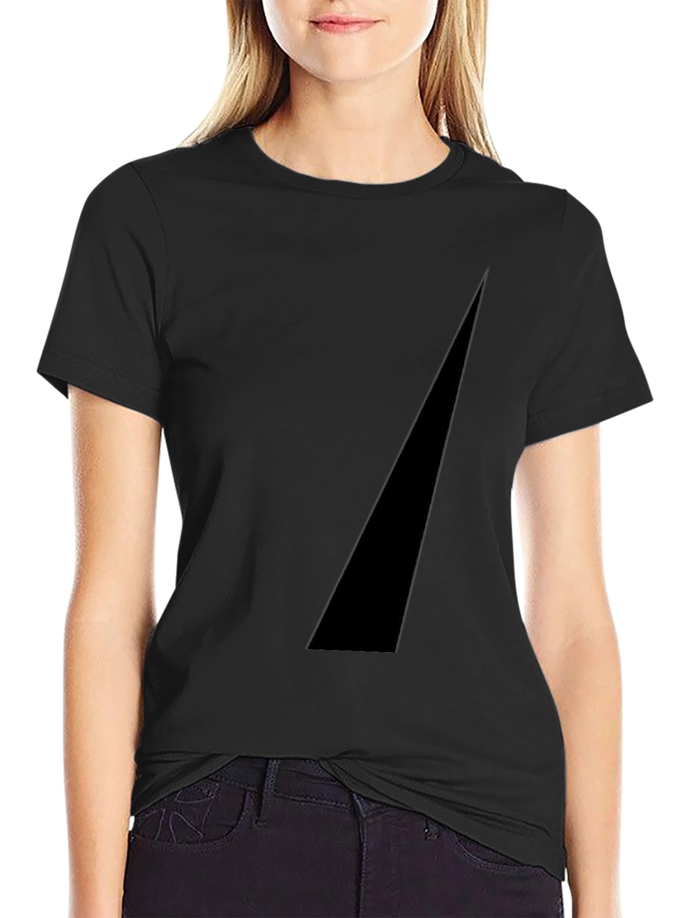 Modern Black Tee with Geometric Accent