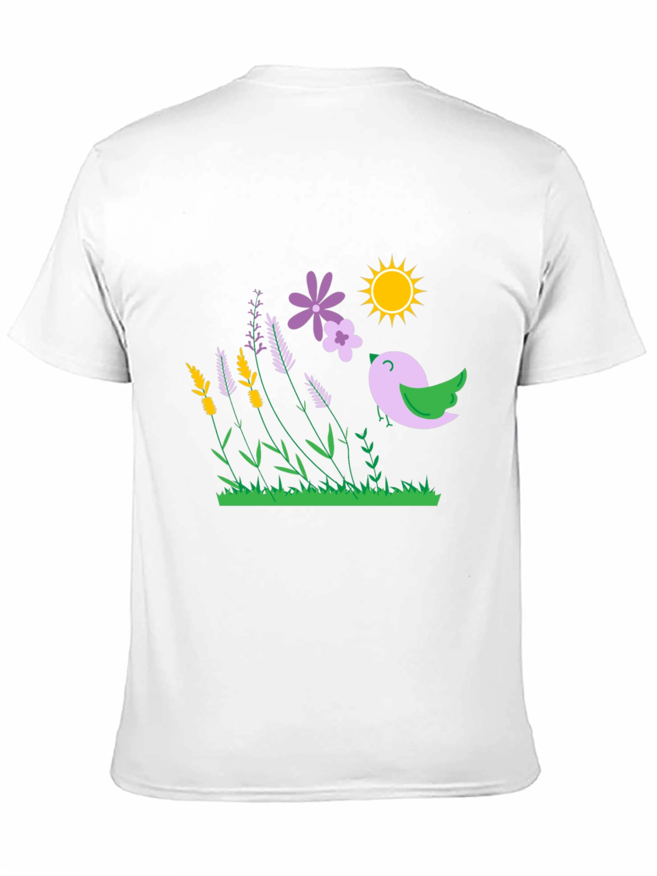 Nature Graphic T-Shirt - Bird Flowers and Sunshine Print