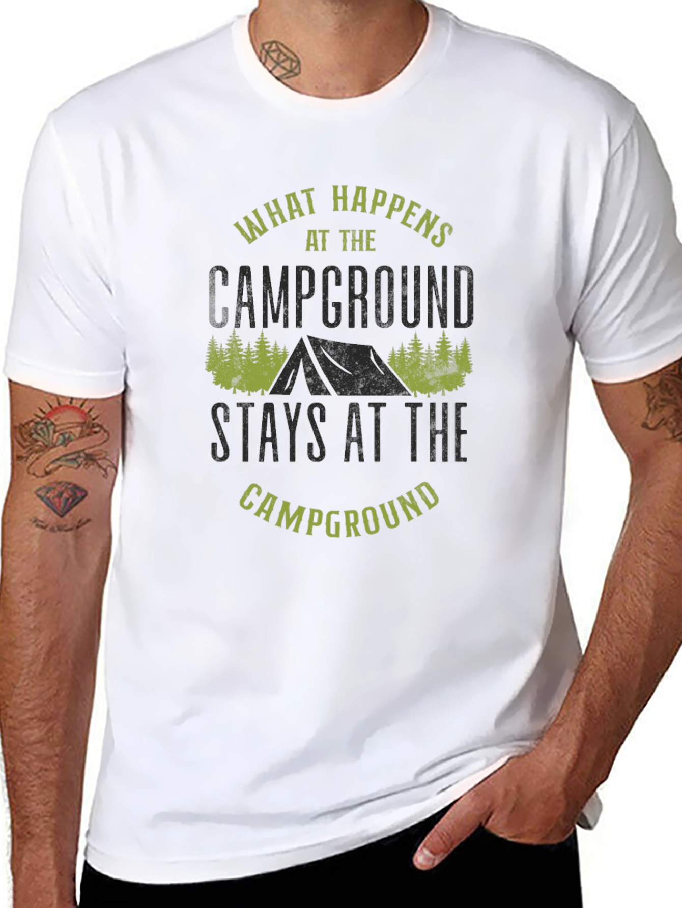 Camping Campground Graphic Tee - What Happens...