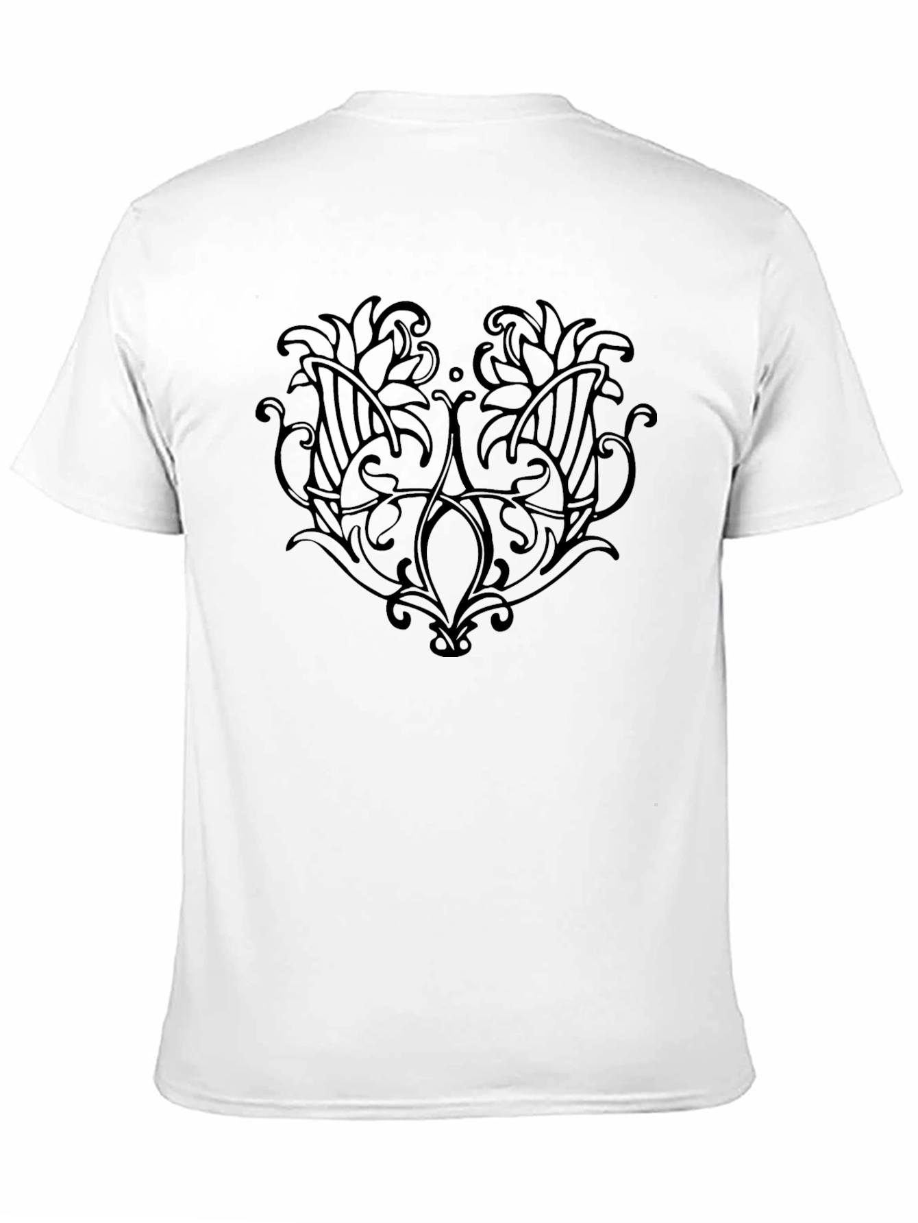 Mens Black T-Shirt with Floral Design