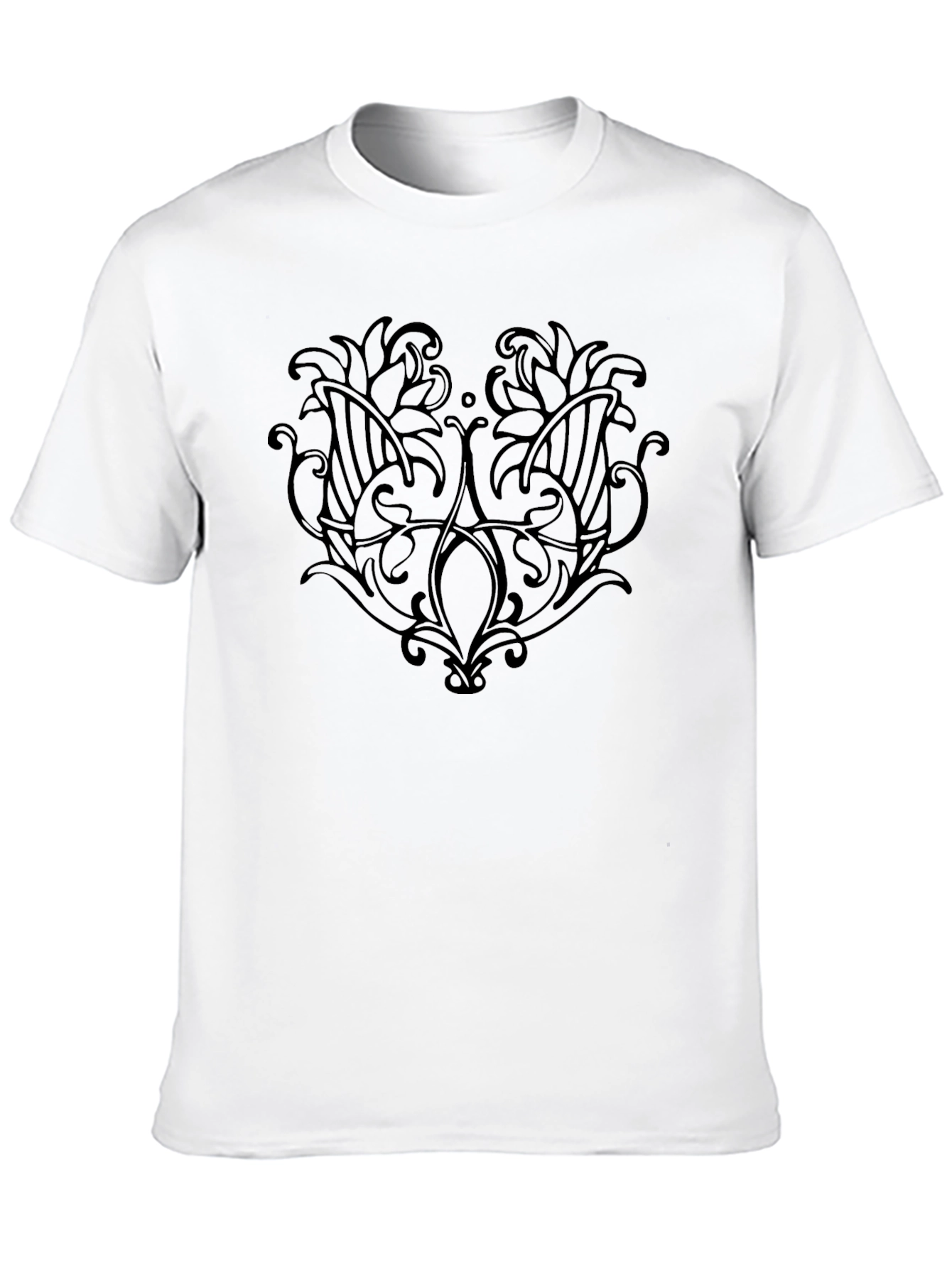 Mens Black T-Shirt with Floral Design