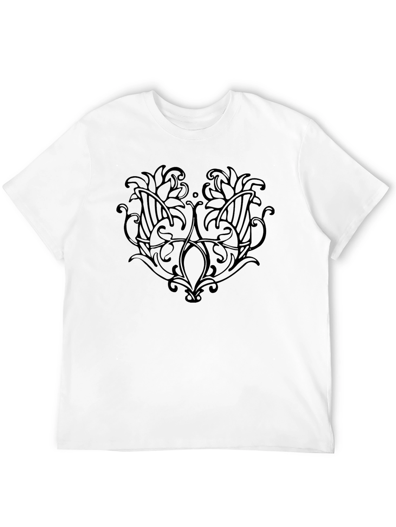 Mens Black T-Shirt with Floral Design