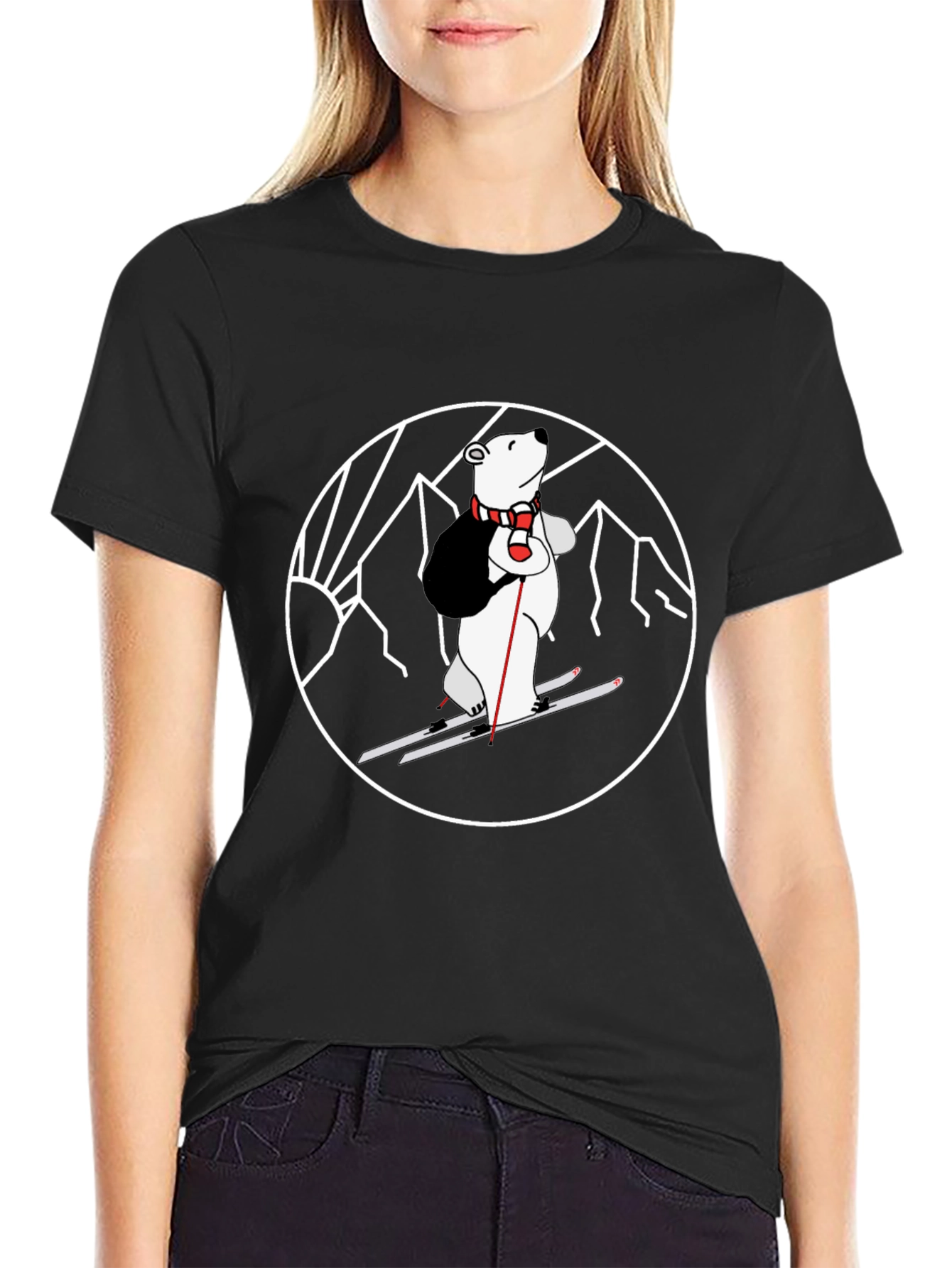 Skiing Polar Bear Graphic Tee