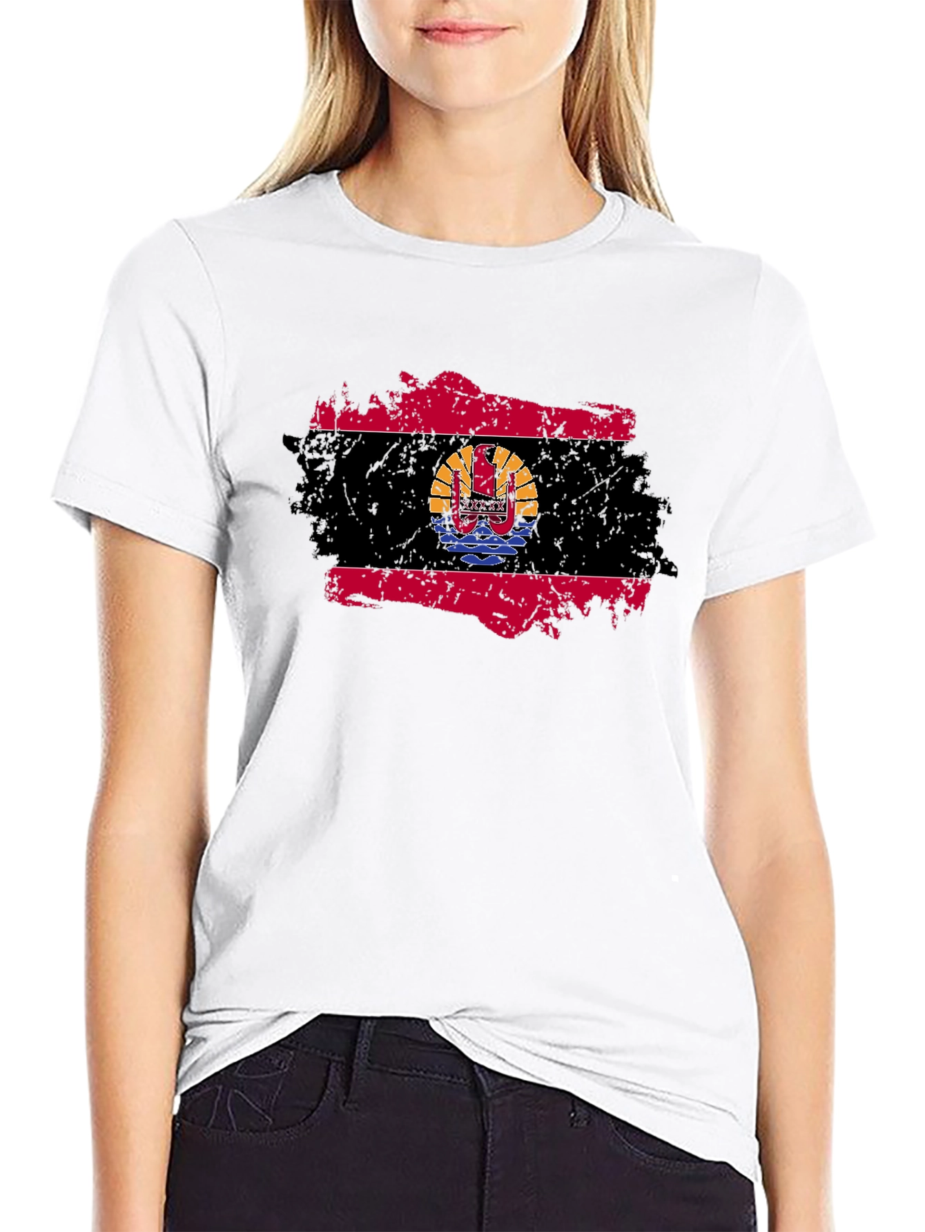 French Polynesia Flag T-Shirt Grunge Style