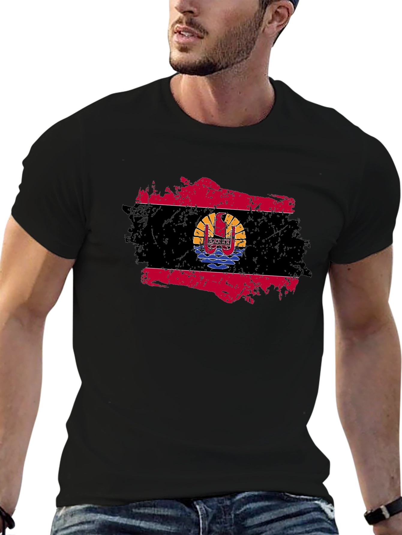 French Polynesia Flag T-Shirt Grunge Style