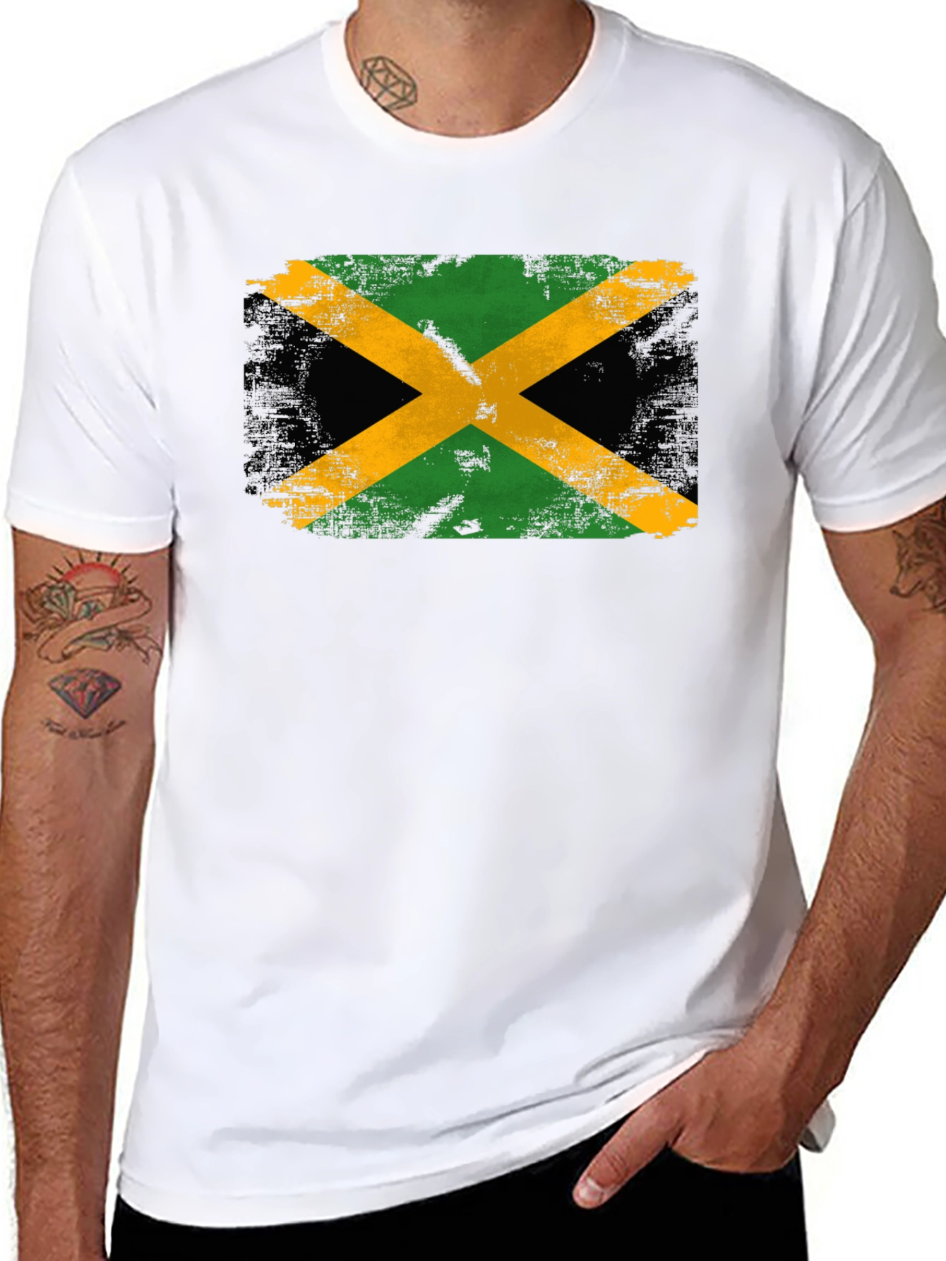 Jamaica Flag Graphic Tee - Black Crew Neck