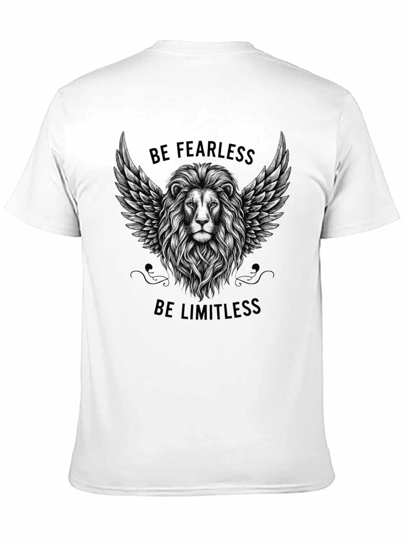 Fearless Limitless Lion Graphic Tee - Black Cotton T-Shirt