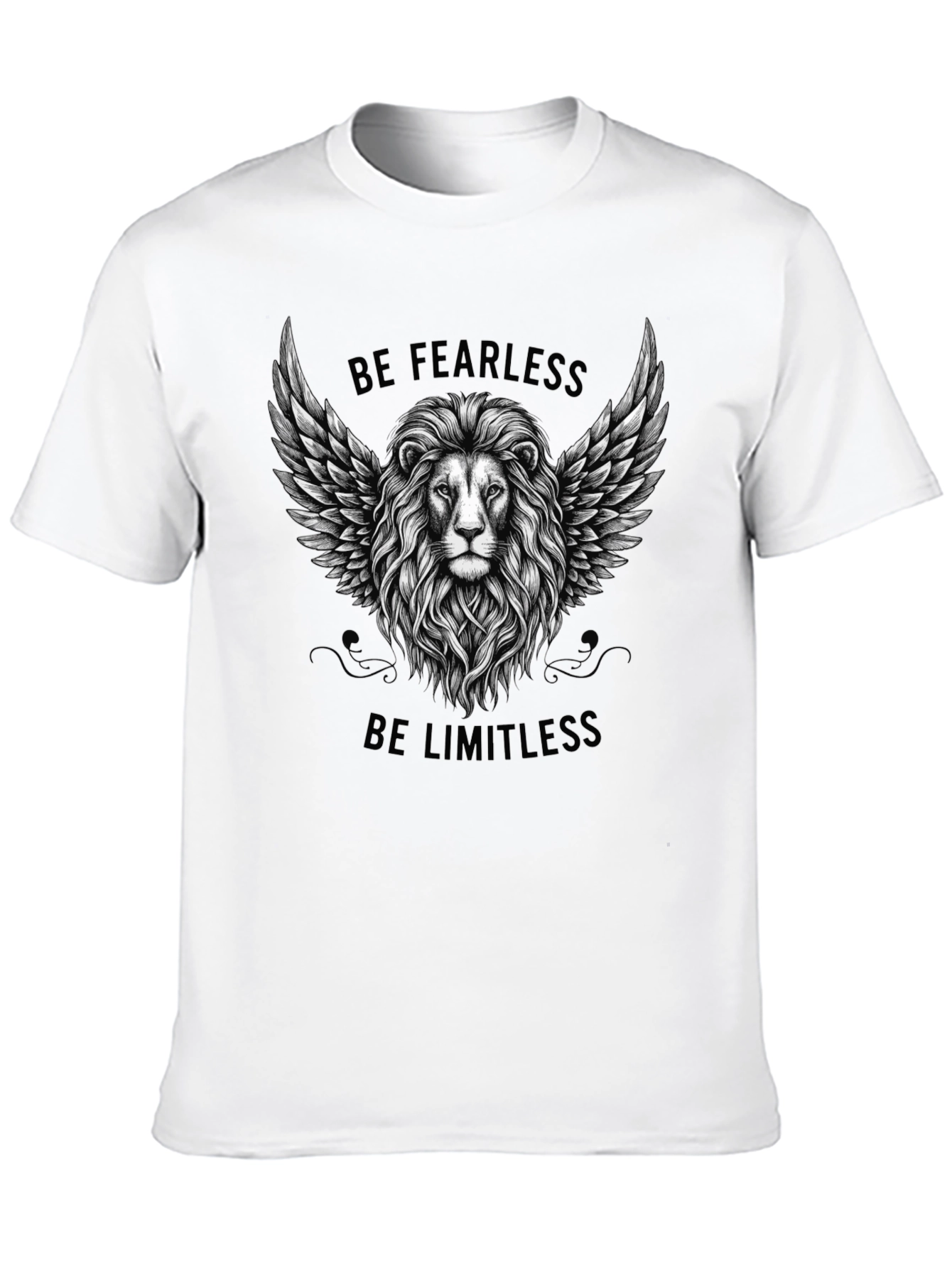 Fearless Limitless Lion Graphic Tee - Black Cotton T-Shirt