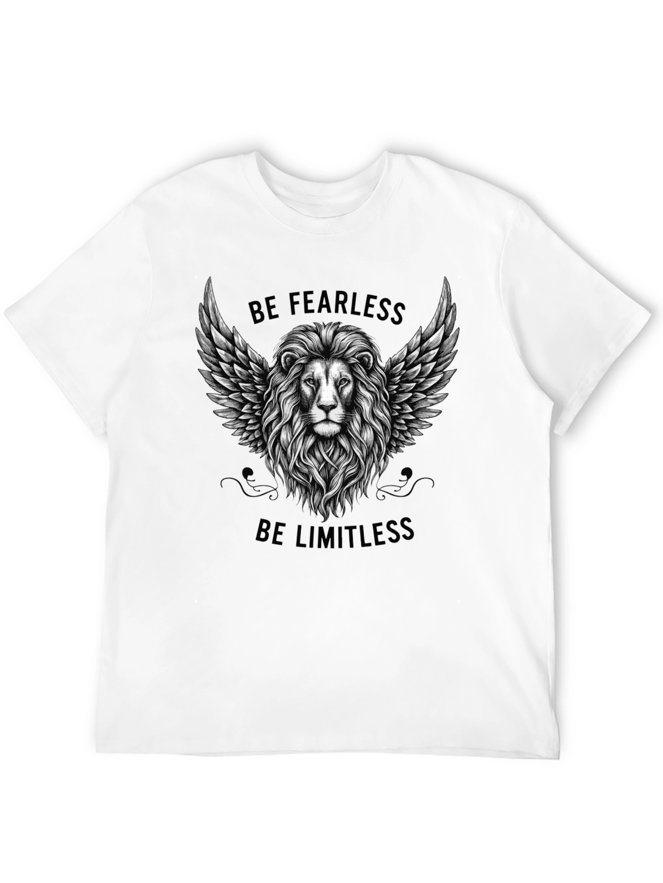 Fearless Limitless Lion Graphic Tee - Black Cotton T-Shirt