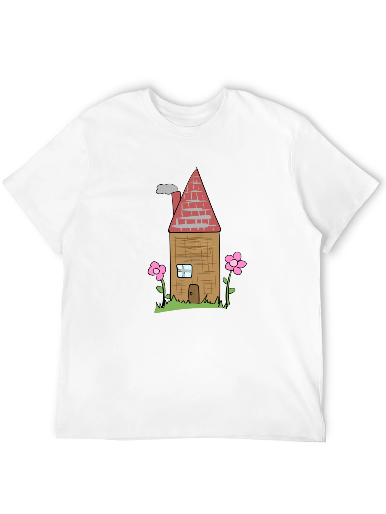 Cartoon House Graphic T-Shirt - Black