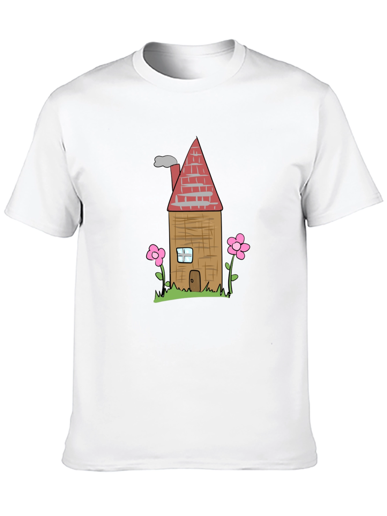 Cartoon House Graphic T-Shirt - Black