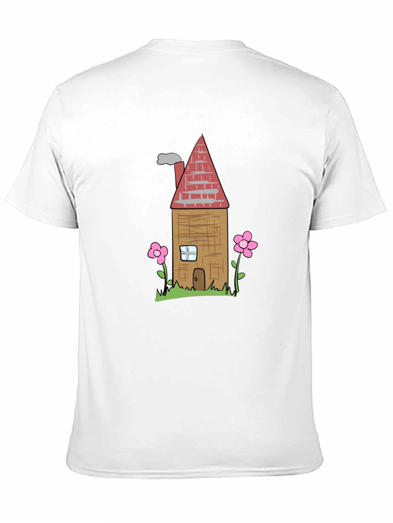 Cartoon House Graphic T-Shirt - Black