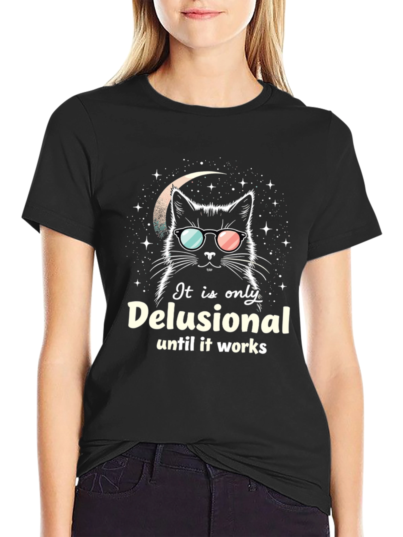 Delusional Cat Graphic Tee - Funny Unisex T-Shirt