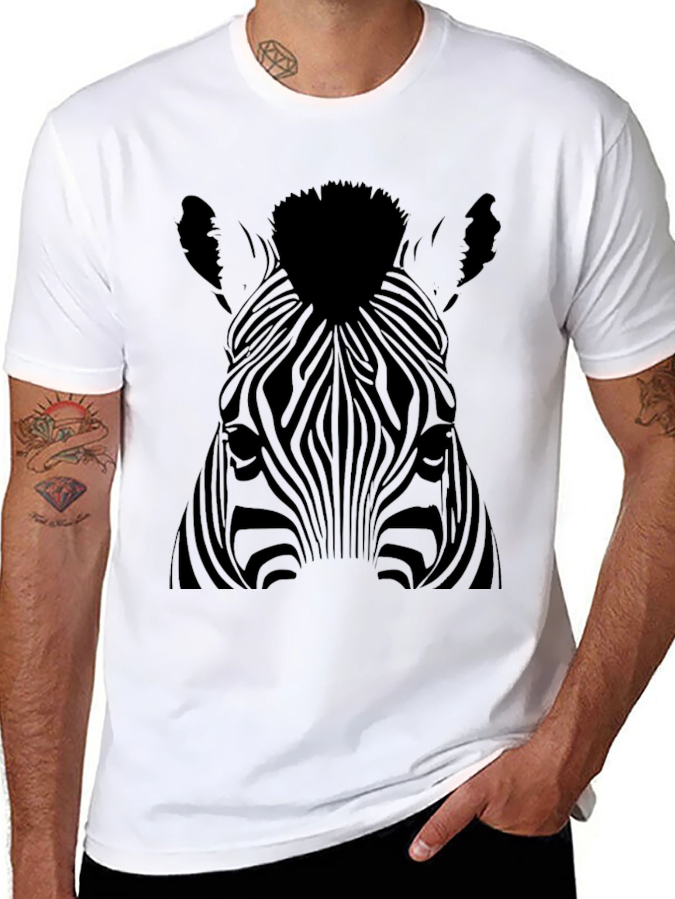 Zebra Print Black Graphic Tee - Mens Fashion
