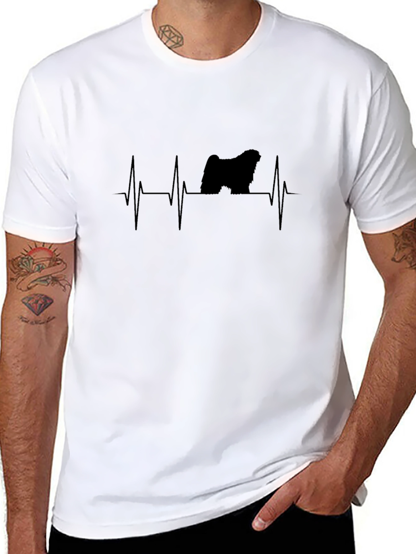 Dog Heartbeat T-Shirt - Unisex Black Tee