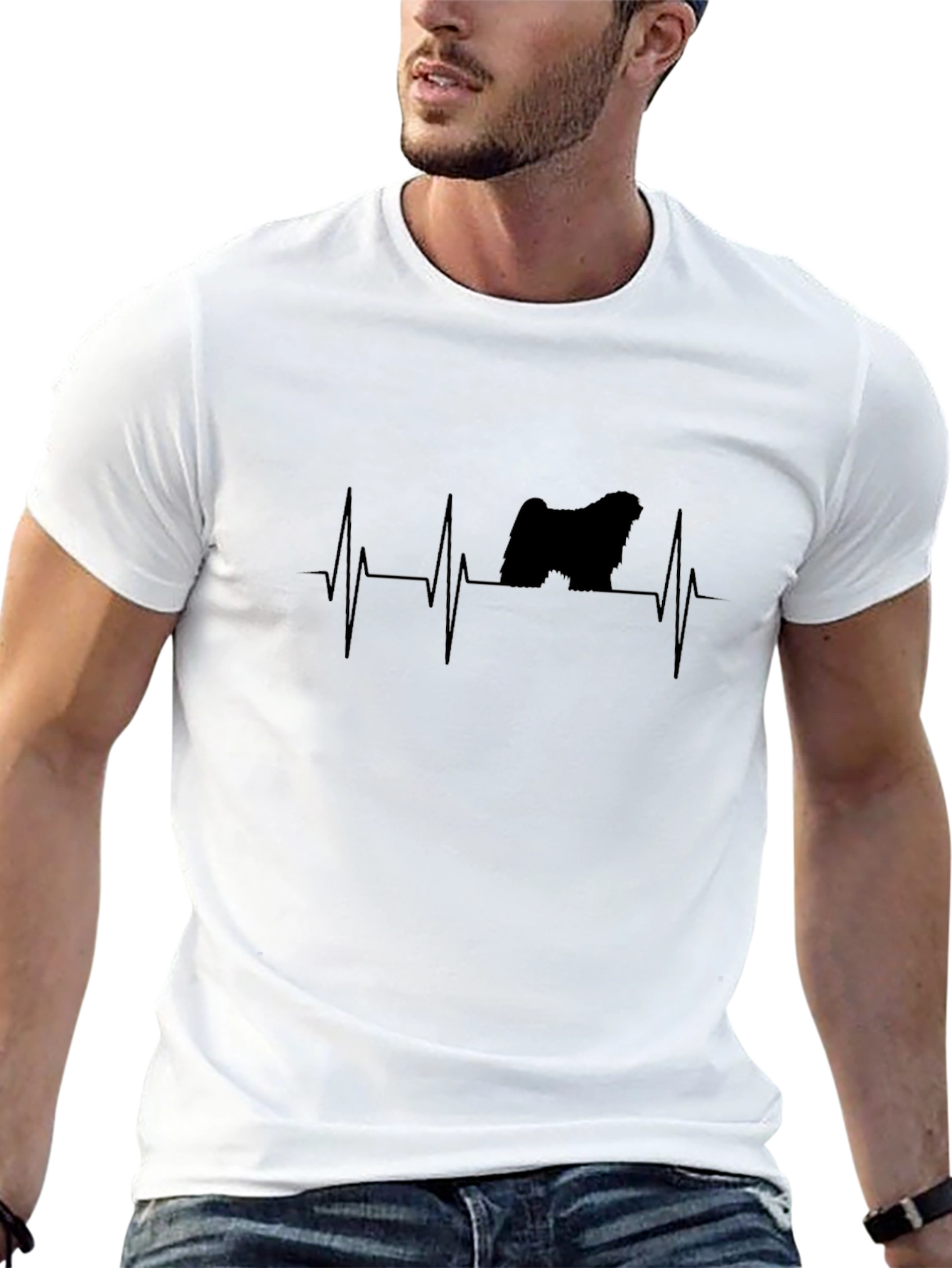 Dog Heartbeat T-Shirt - Unisex Black Tee