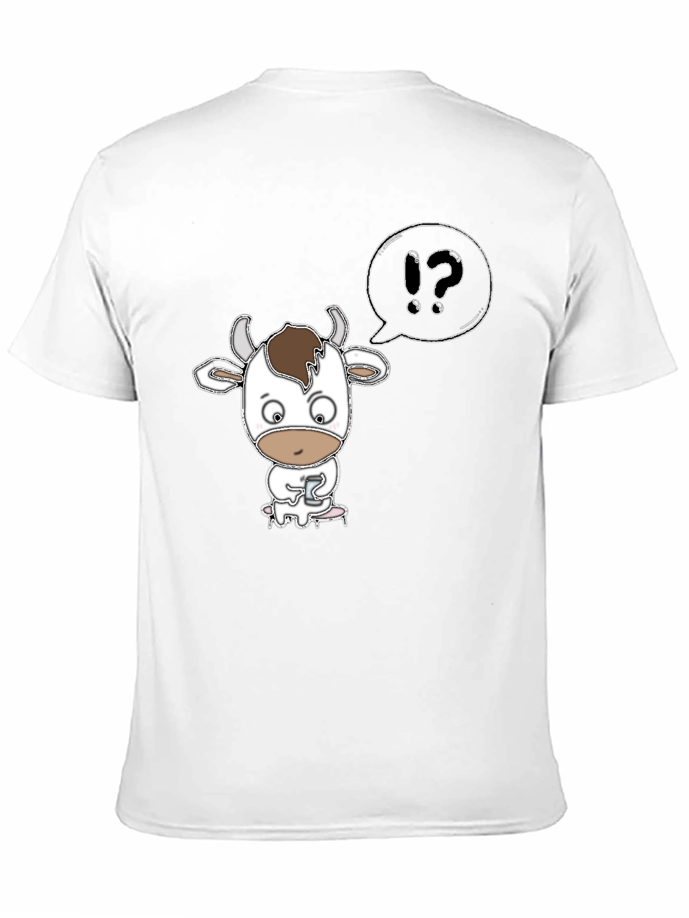 Cow Cartoon T-Shirt: What? Black Tee
