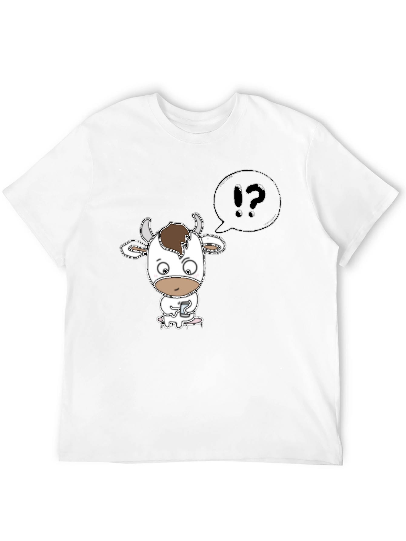 Cow Cartoon T-Shirt: What? Black Tee