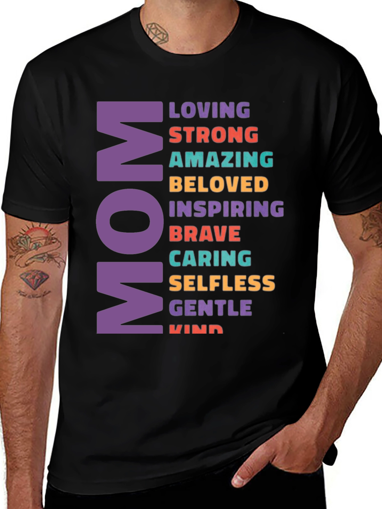 Mom Adjective T-Shirt - Loving Strong Amazing Design