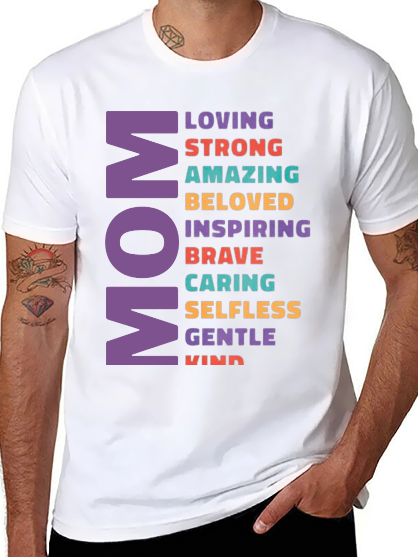 Mom Adjective T-Shirt - Loving Strong Amazing Design