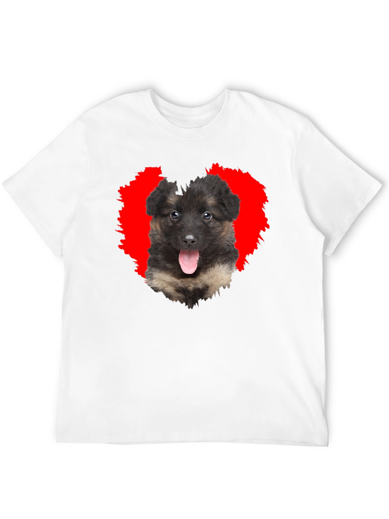 Dog Lover Black T-Shirt with Puppy Heart Graphic