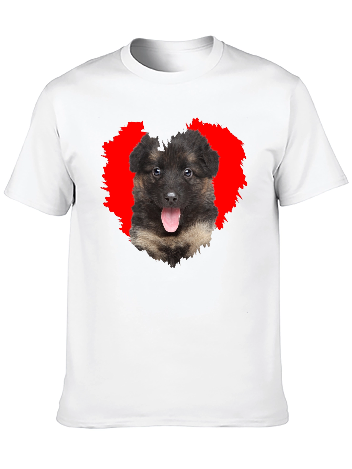 Dog Lover Black T-Shirt with Puppy Heart Graphic