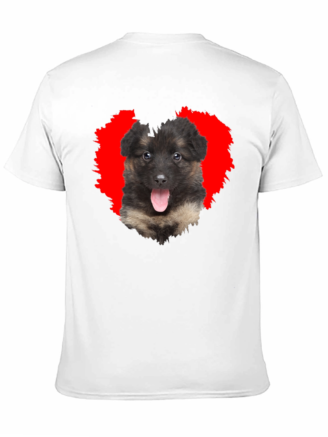 Dog Lover Black T-Shirt with Puppy Heart Graphic